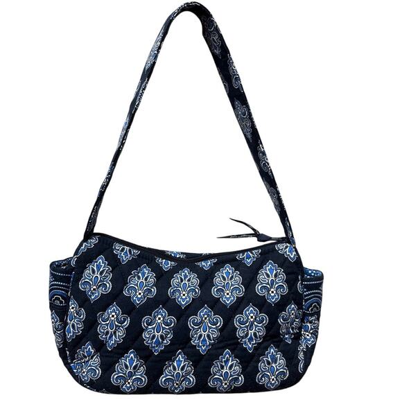 Retired Vera Bradley Calypso Maggie Blue Black Paisley On The Go Hand Bag - Picture 2 of 7